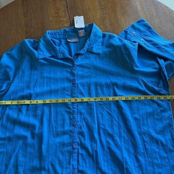 NWT Liz & Me button down blouse striped textured fabric Blue size 3X Long Sleeve - Picture 8 of 13